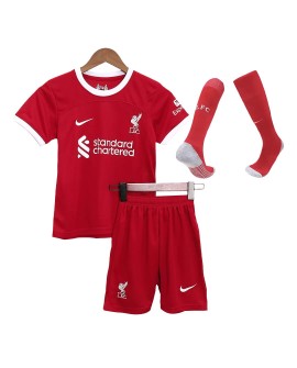 Youth Liverpool Jersey Whole Kit 202324 Home