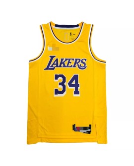 Men's Los Angeles Lakers O'NEAL #34 Gold 2021 Diamond Swingman Jersey - Icon Edition