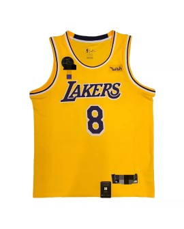 Men's Los Angeles Lakers Kobe Bryant #8 with KB Badge Yellow Swingman Jersey