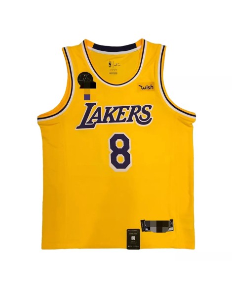 Men's Los Angeles Lakers Kobe Bryant #8 with KB Badge Yellow Swingman Jersey