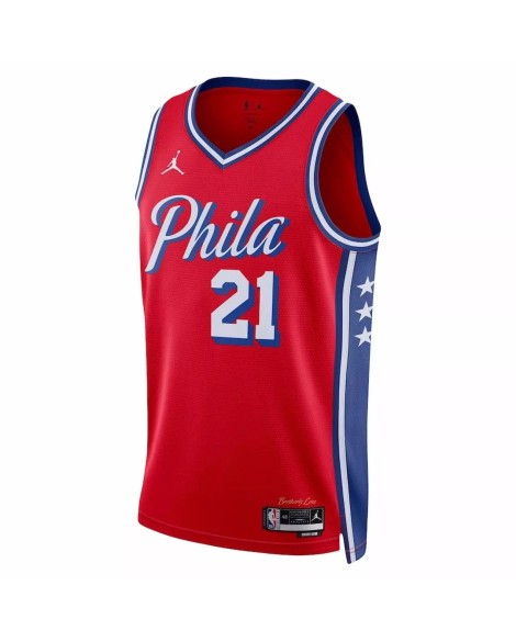 Men's Philadelphia 76ers Joel Embiid Jordan Brand Red 2022/23 Swingman Jersey - Statement Edition