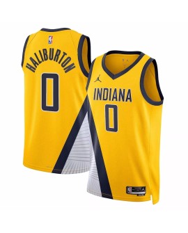 Men's Indiana Pacers Tyrese Haliburton #0 Jordan Brand Yellow 2022/23 Swingman Jersey - Statement Edition