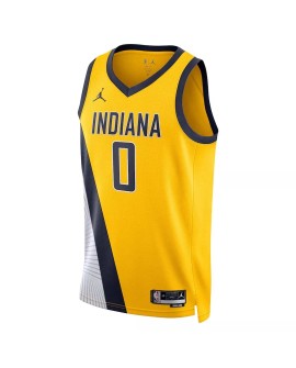 Men's Indiana Pacers Tyrese Haliburton #0 Jordan Brand Yellow 2022/23 Swingman Jersey - Statement Edition