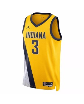 Men's Indiana Pacers Chris Duarte #3 Jordan Brand Yellow 2022/23 Swingman Jersey - Statement Edition