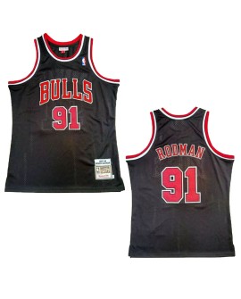 Men's Chicago Bulls Rodman #91 Mitchell & Ness Black 1997/98 Swingman NBA Jersey