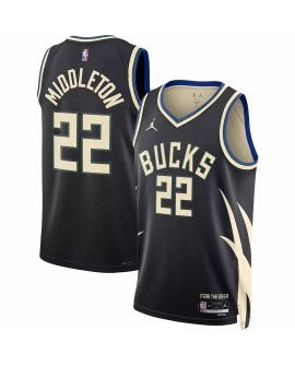 Men's Milwaukee Bucks Khris Middleton #22 Jordan Brand Black 2022/23 Swingman Jersey - Statement Edition