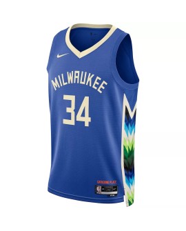 Men's Milwaukee Bucks Giannis Antetokounmpo #34 Nike Blue 2022/23 Swingman Jersey - City Edition